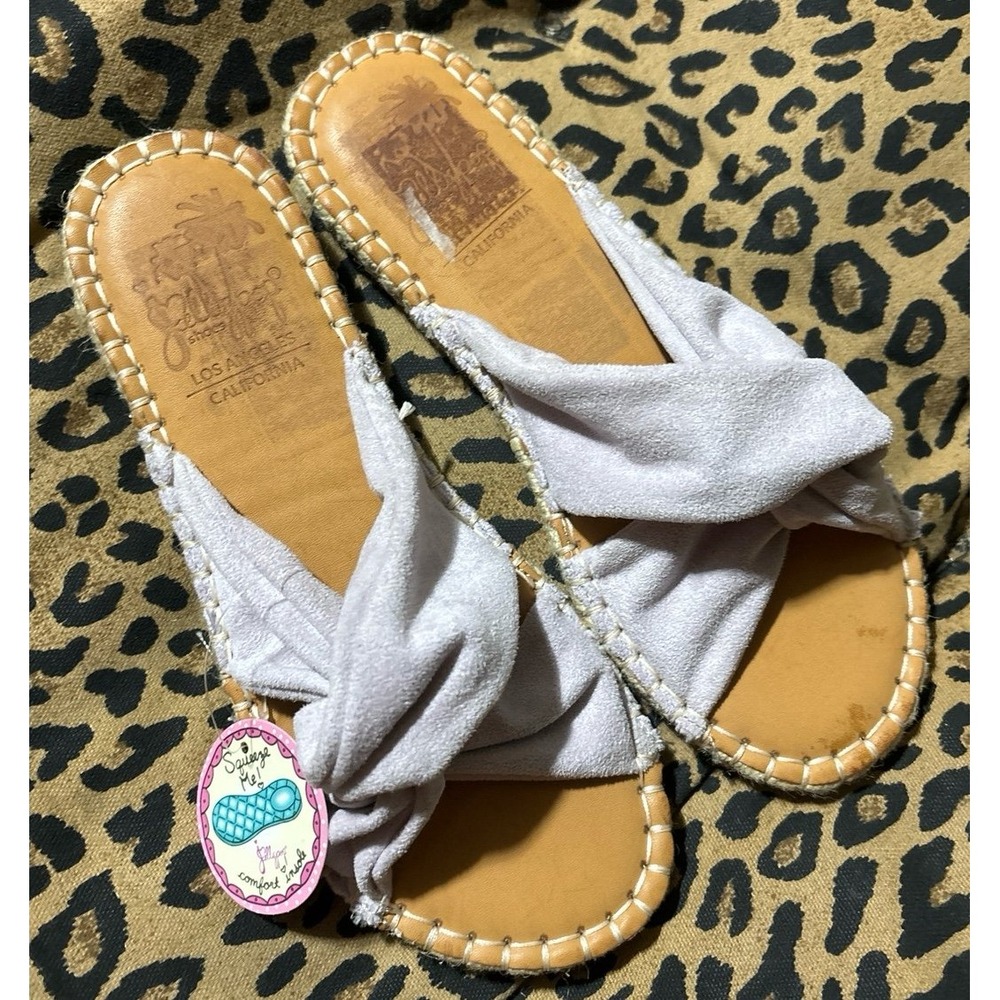 NEW Jellypop Lilac Suede Twisted Slide Sandals, Size 6